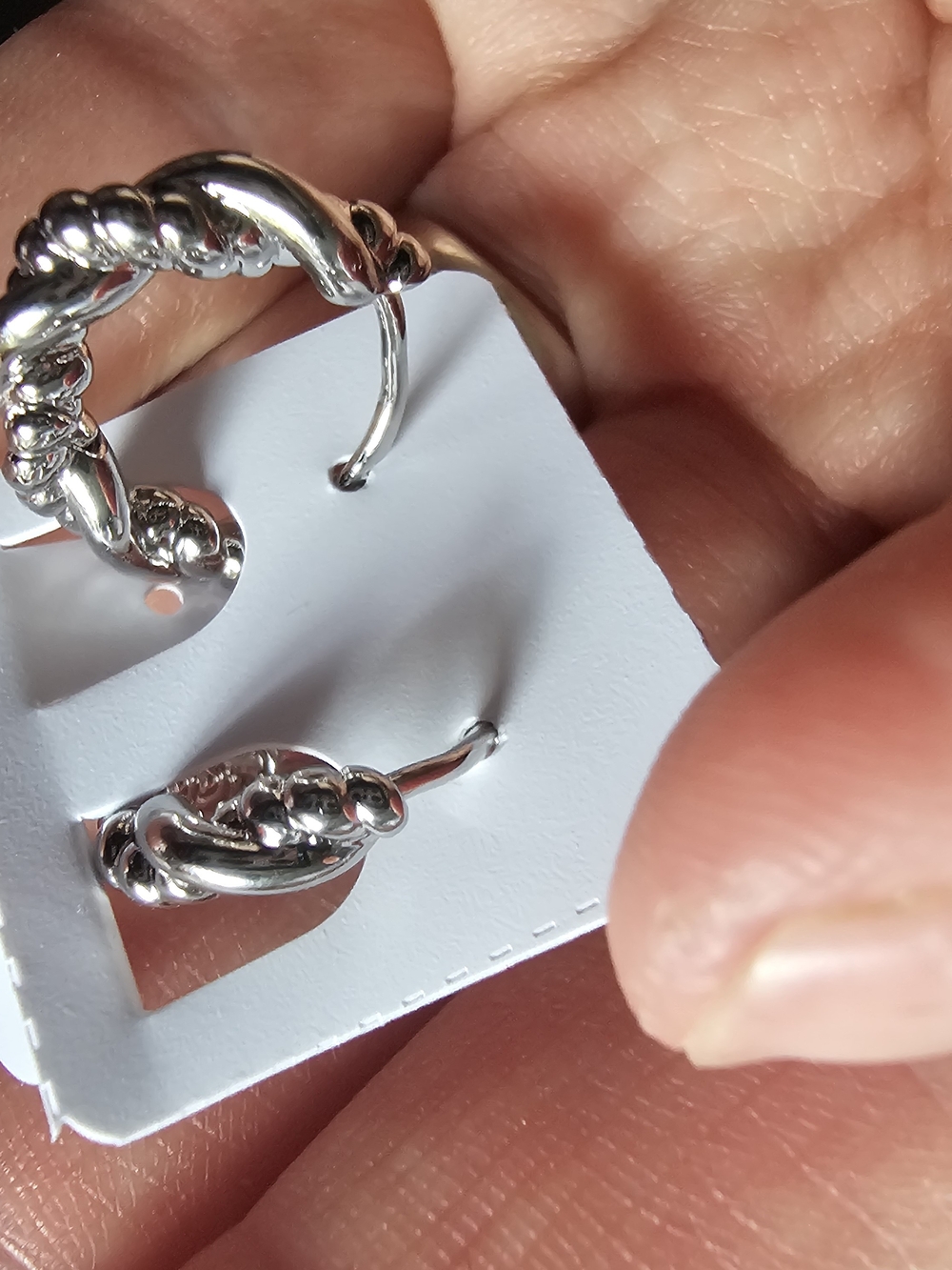 Gold Filled Silver Tond Rope Knot Hoop Earrings - Women Jewelry